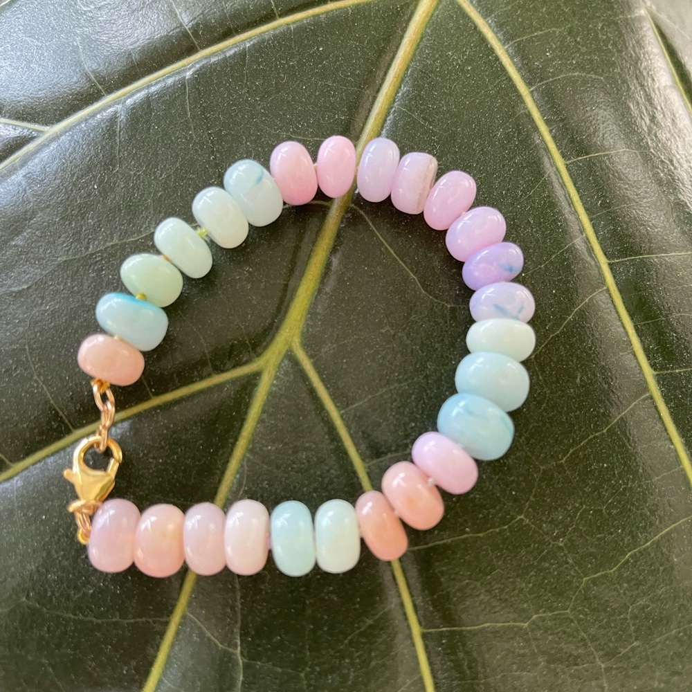 Handmade knotted colorful Dyed Opal Bracelet